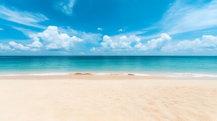 Obraz premium Tranquil Tropical Beach Oasis with Turquoise Waters and Pristine Sandy Shores