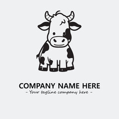Cow illustration black and white for logo company vector image
