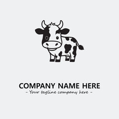 Cow illustration black and white for logo company vector image
