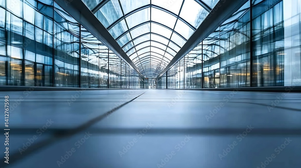 Leinwandbilder modern architectural design of an empty glass hallway leading to a bright future with a perspective 