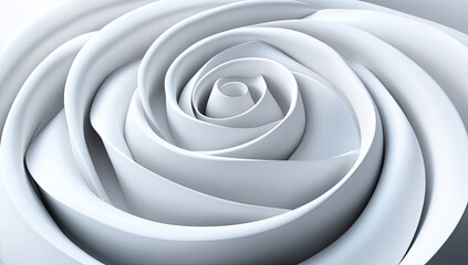 Obraz premium Abstract white rose, swirling petals, 3D render