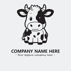 Cow illustration black and white for logo company vector image
