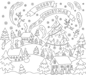 christmas, happy christmas, christmas coloring book, cute animal christmas coloring page, kids coloring, coloring page, coloring, cartoon, illustration, coloring book, vector, animal, drawing, sketch,