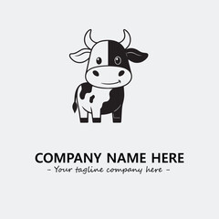 Cow illustration black and white for logo company vector image
