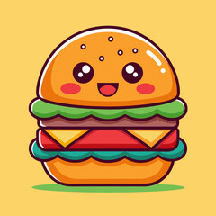 Burger hamburger isolated flat design. Burger or sandwich, fast food, food and hamburger isolated,