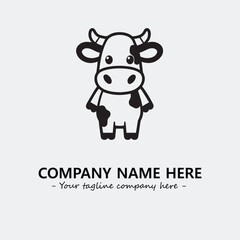 Cow illustration black and white for logo company vector image
