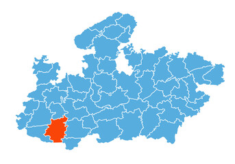 Khargone District map highlighted in Madhya Pradesh state map