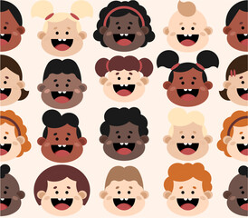 Children Diversity Seamless Pattern