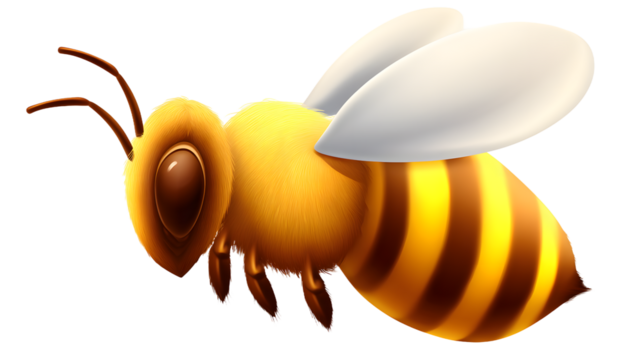 A bee on a white background, perfect for nature-inspired design elements.
