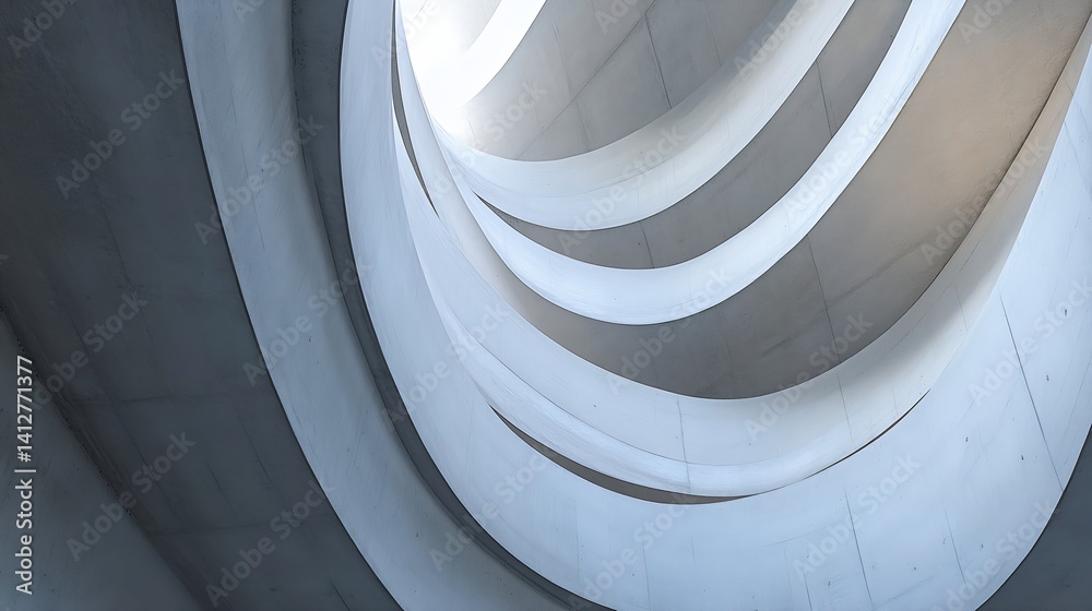 Poster modern architectural design showcasing curved concrete lines and natural lighting : generative ai