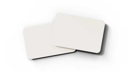 Business cards mockup for your design template on isolated background. Blank empty credit, debit, atm, business or gift card mockup. Blank white gift card paper placeholder mockup.