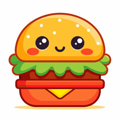 Burger hamburger isolated flat design. Burger or sandwich, fast food, food and hamburger isolated,