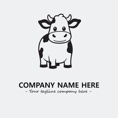 Cow illustration black and white for logo company vector image
