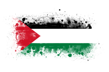 Palestine Flag Artistic – Isolated on Transparent Background | Watercolor, Halftone, Grunge, and Real Ink Texture Style Inspired by the National Flag of Palestine