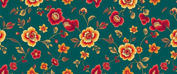 Retro vintage Jacobin embroidery style floral seamless pattern , vector,  needlepoint