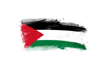 Palestine Flag Artistic – Isolated on Transparent Background | Watercolor, Halftone, Grunge, and Real Ink Texture Style Inspired by the National Flag of Palestine