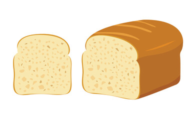 Whole wheat bread , vector illustration, two toast bread slices