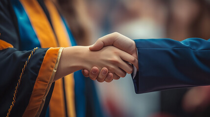 Graduation Ceremony Handshake Celebrating Achievement