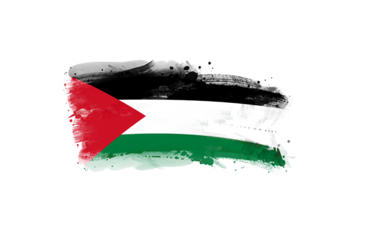 Palestine Flag Artistic – Isolated on Transparent Background | Watercolor, Halftone, Grunge, and Real Ink Texture Style Inspired by the National Flag of Palestine