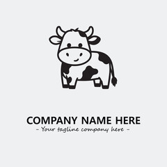 Cow illustration black and white for logo company vector image
