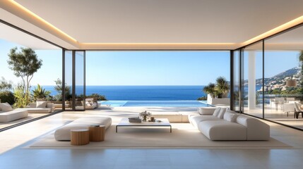 Naklejka premium Modern Luxury Villa with Ocean View and Infinity Pool