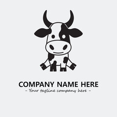 Cow illustration black and white for logo company vector image

