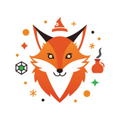 fox animal head mascot logo vector art illustration