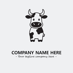 Cow illustration black and white for logo company vector image

