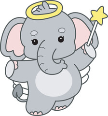 Cute Elephant vector icon. Funny baby Elephant animal series stock illustration. Life of fluffy Elephant designs.