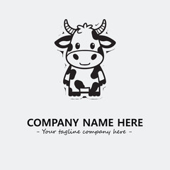Cow illustration black and white for logo company vector image
