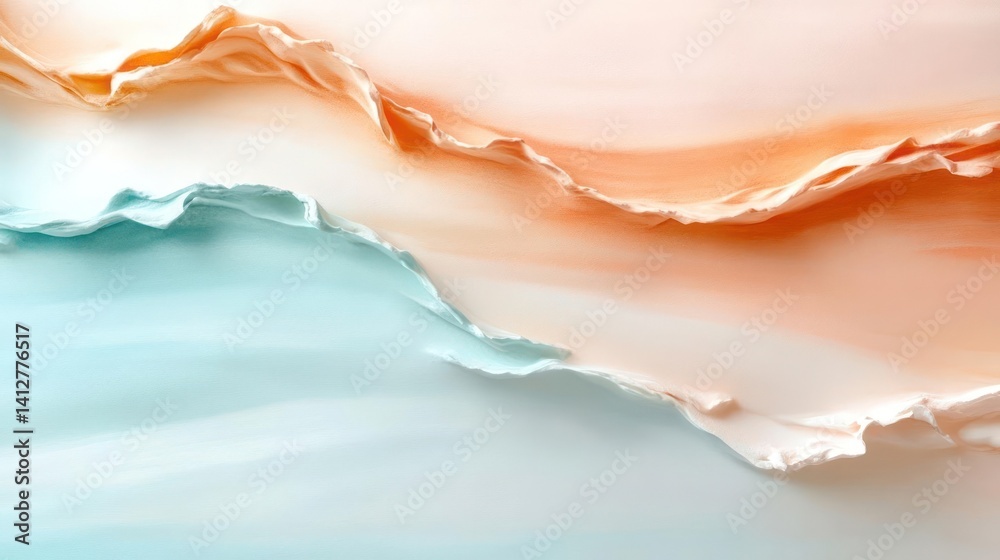 Poster Abstract background featuring two torn pieces of paper in orange and blue tones. The edges are rough and textured, creating a visually striking contrast on a white backdrop
