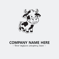 Cow illustration black and white for logo company vector image
