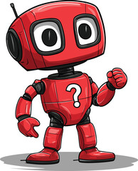 funny cartoon android with big red heart