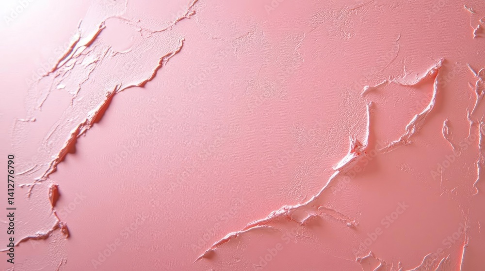 Poster A close-up of a textured surface with a predominantly pink hue, creating a tactile and visually engaging backdrop. The light casts subtle shadows, emphasizing the uneven texture and adding depth to