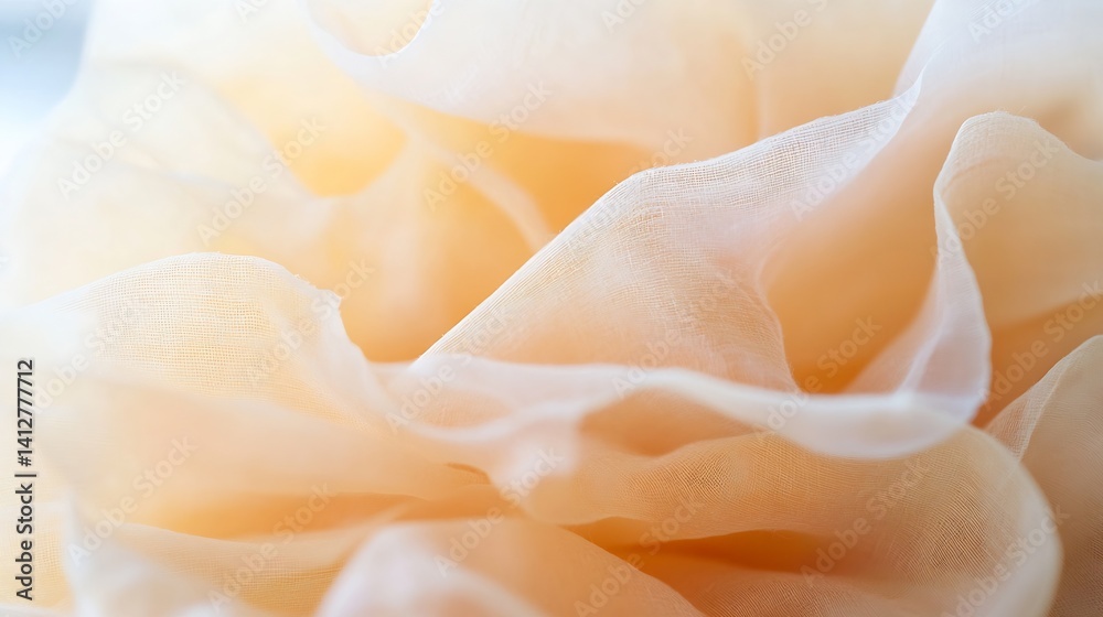 Leinwandbilder Delicate Soft Peach Colored Fabric Creating an Elegantly Flowing Texture : Generative AI