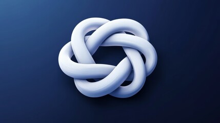 Fototapeta premium Geometric white structure interlocking on a blue background