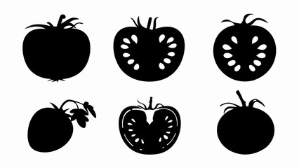 set tomato silhouette vector on white background