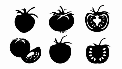 set tomato silhouette vector on white background