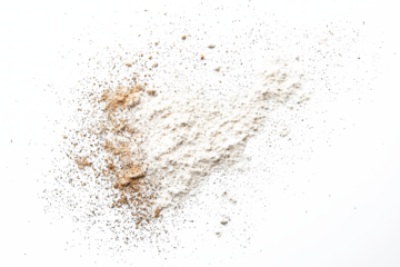Ground bake powder particles unevenly dispersed on a pure white surface, perfect for PNG transparency