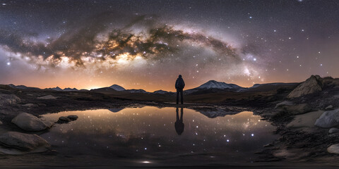 Milky Way Reflection, Celestial Image, Starry Sky Photo, Mountain Landscape, Night Sky Photography,...