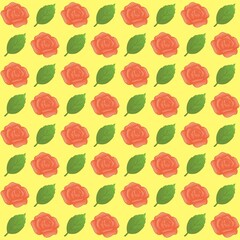Green leaves, Red rose pattern background, plaid pattern, suitable for use as wallpaper, backdrop, postcard, back