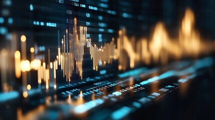 Vibrant Financial Data Visualization with Dynamic Graphs and Digital Effects Creating Interesting Patterns : Generative AI