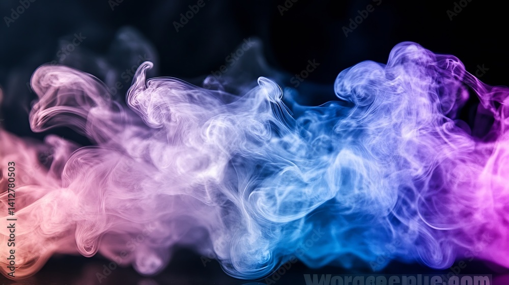 Poster colorful smoke abstract art with blurred ethereal elements : generative ai