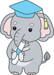Cute Elephant vector icon. Funny baby Elephant animal series stock illustration. Life of fluffy Elephant designs.