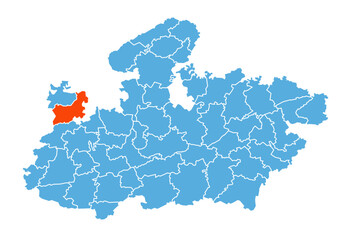 Mandsaur District map highlighted in Madhya Pradesh state map