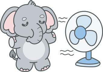 Cute Elephant vector icon. Funny baby Elephant animal series stock illustration. Life of fluffy Elephant designs.