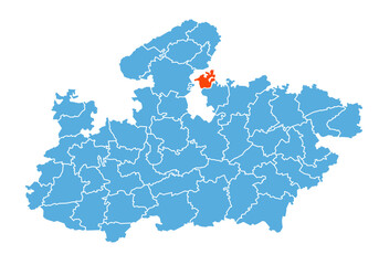 Niwari District map highlighted in Madhya Pradesh state map
