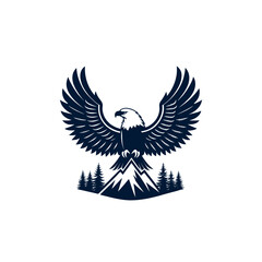 eagle,american eagle silhouette logo vector line art logo design