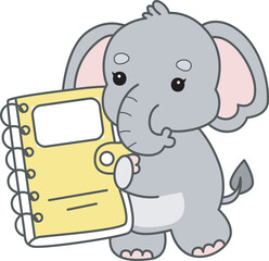 Cute Elephant vector icon. Funny baby Elephant animal series stock illustration. Life of fluffy Elephant designs.