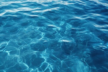 Obraz premium Aerial view of the ocean water surface and waves. Beautiful water background texture for tourism and advertising. Tropical coast